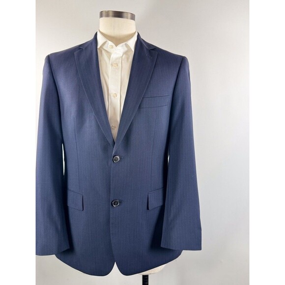 HUGO BOSS Mens Blazer Blue Pasolini Movie Pinstriped Comfort Fit Suit Jacket 38R - Picture 5 of 13